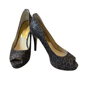 Michael Kors Animal Print Peep Toe High Heels Shoes Women’s 10